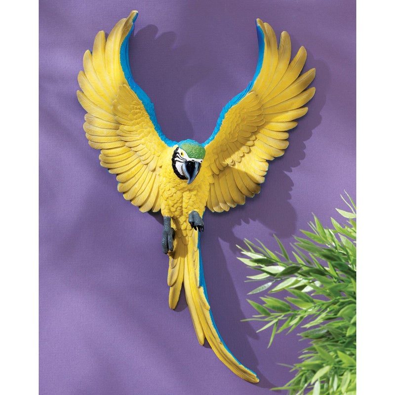 Design Toscano Flapping Macaw Bird Tropical Decor Wall Sculpture, 16 Inch, Polyresin, Full Color - Image 2